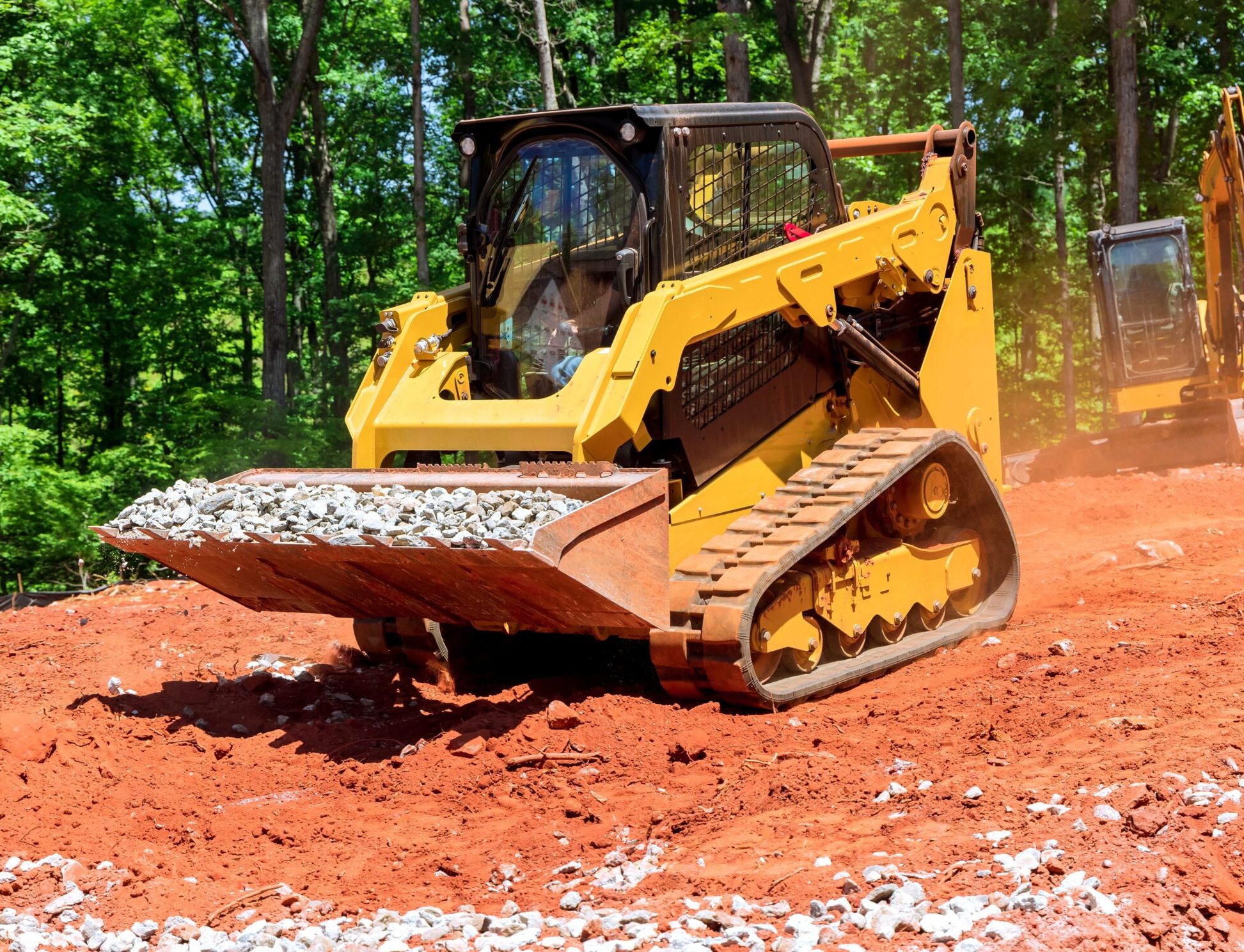 Excavation At A Construction Site Mini Loader Bobcat Transports Crushed
